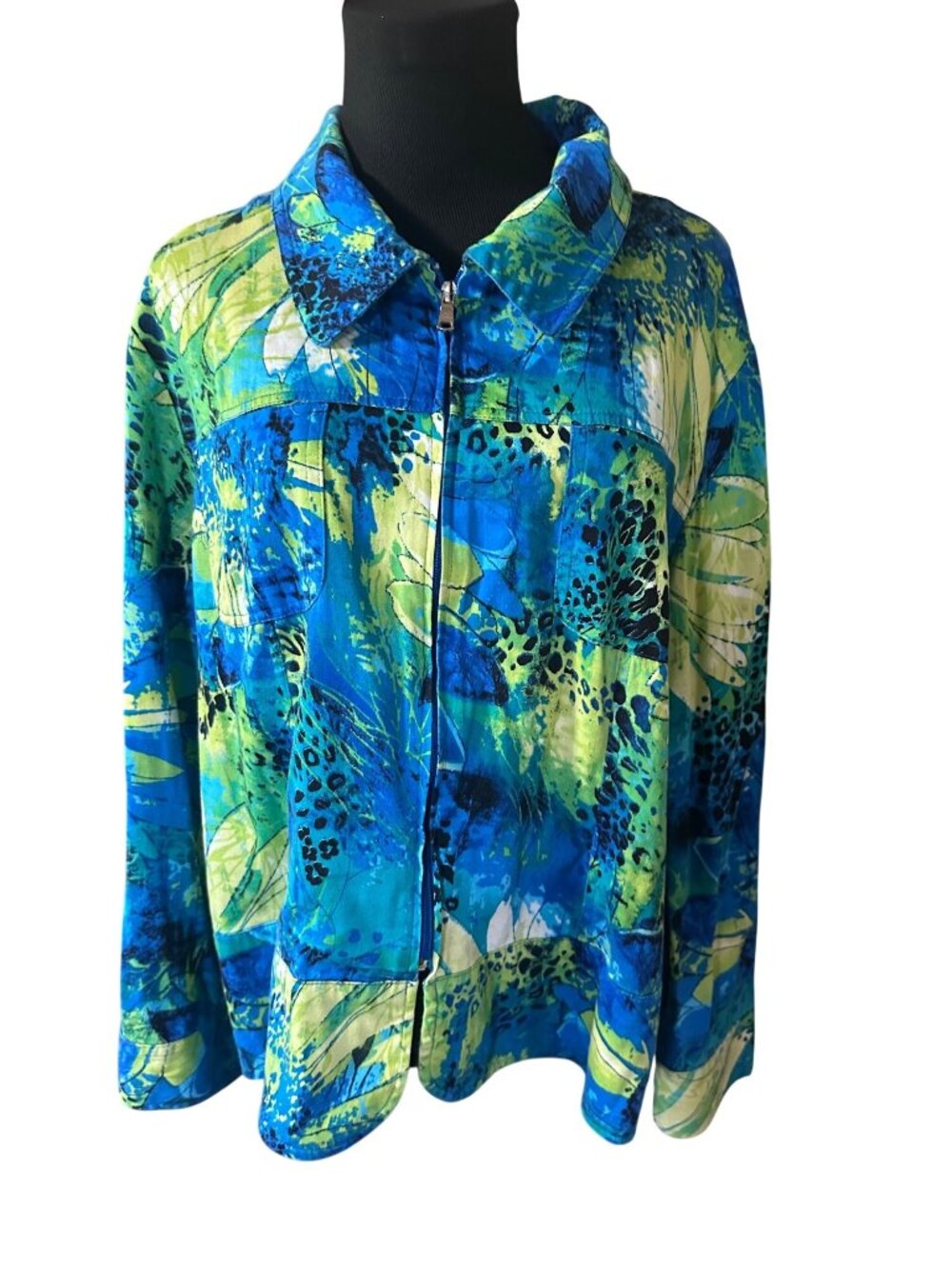 Erin London blue and green floral jacket size 1X